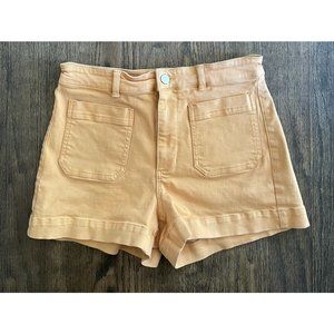 Everlane Yellow Orange High Waisted Shorts Cotton Size 8